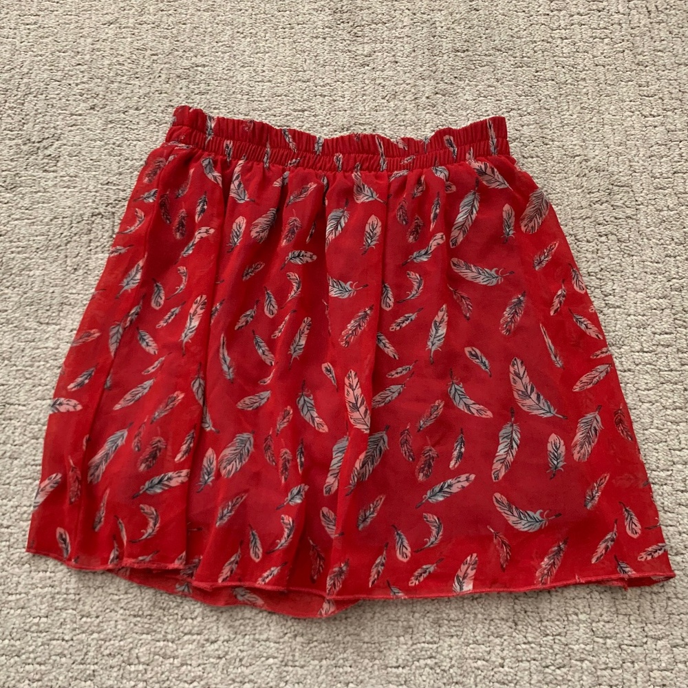 Garage lined skirt stretch waist Womens Juniors Size XS Leaf pattern
